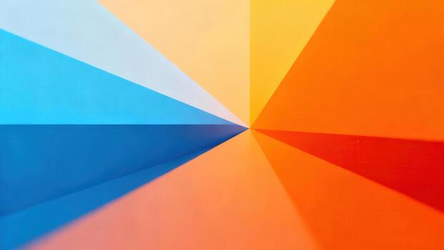 Geometric abstract pattern of layered colorful paper radiates from a central point. photo