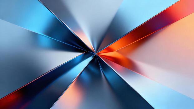 Abstract geometric pattern with radiating light and metallic textures. photo