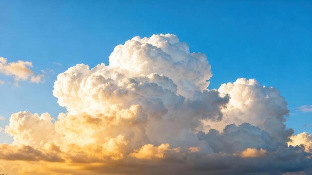 Dramatic cumulus clouds form a brilliant, illuminated skyscape during daytime. photo