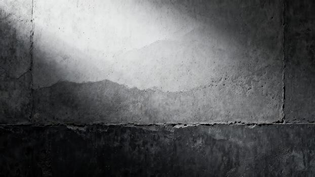 Rough concrete wall surface illuminated by a single beam of dramatic light photo