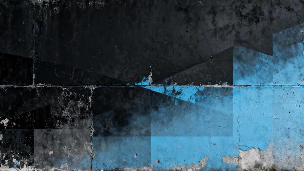 Grungy textured surface features geometric layered shapes and contrasting colors photo