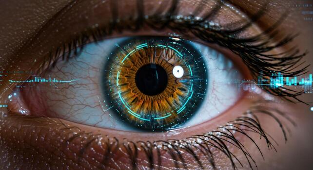 Eye biometrics technology digital scan security iris recognition photo