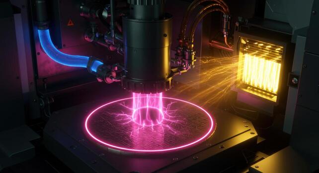 Precision machine at work technological automation for industrial processing photo