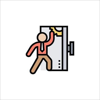 problema resolviendo empresario fijación engranaje en puerta vector