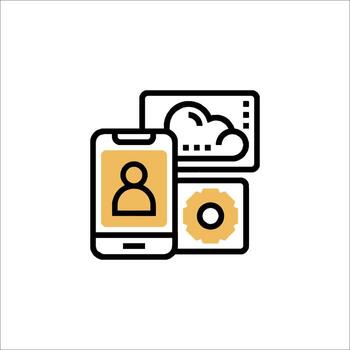 Mobile App Development Cloud Computing Settings Icon, technology vector