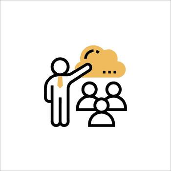 nube informática presentación equipo reunión datos compartiendo icono, colaboración vector