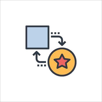 Data Transformation Icon Square to Star Conversion, data flow vector