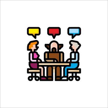 Meeting Diversity Teamwork Communication and Inclusion Icon, multicultural vector