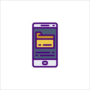 Mobile File Management Folder Icon on Smartphone, technology vector