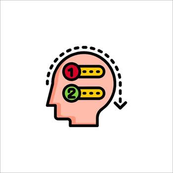 Prioritization Icon Head with Numbered Toggle Switches, cognitive function vector