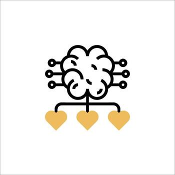 AI Love Artificial Intelligence with Heart Icon, machine learning vector