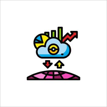 nube informática datos analítica global negocio icono, gráfico vector