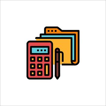 Calculator and folders for bookkeeping vector