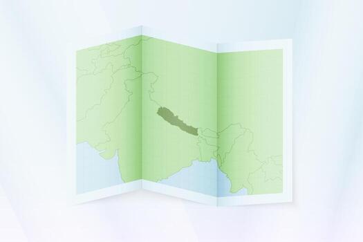 Nepal map, folded paper with Nepal map. vector
