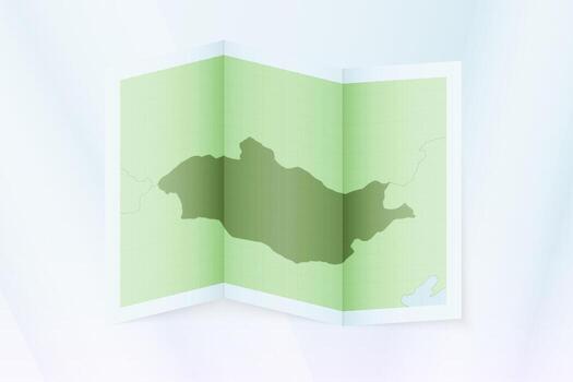 Mongolia map, folded paper with Mongolia map. vector