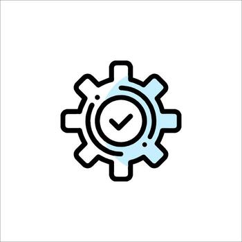 Gear Check Mark Icon Approved Process Settings Done, task completion vector