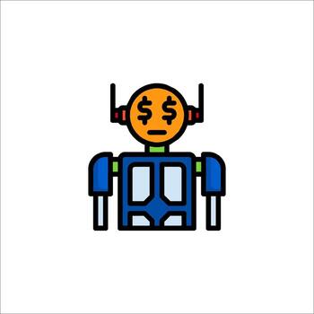 Money Robot Icon Automation Financial Technology AI vector