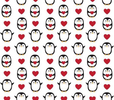 sin costura modelo de plano pingüino con corazón aislado vector