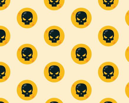 Skulls on a moon background. pattern. Flat style illustration. vector