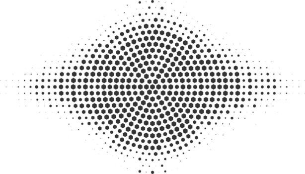 Abstract geometric pattern created with varying sized black dots on a white background forming a symmetrical shape vector