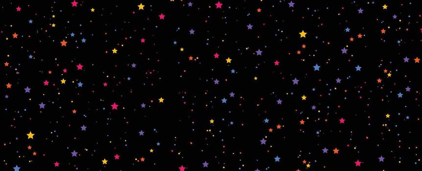 Abstract background of scattered colorful bokeh lights on a dark starry night sky vector