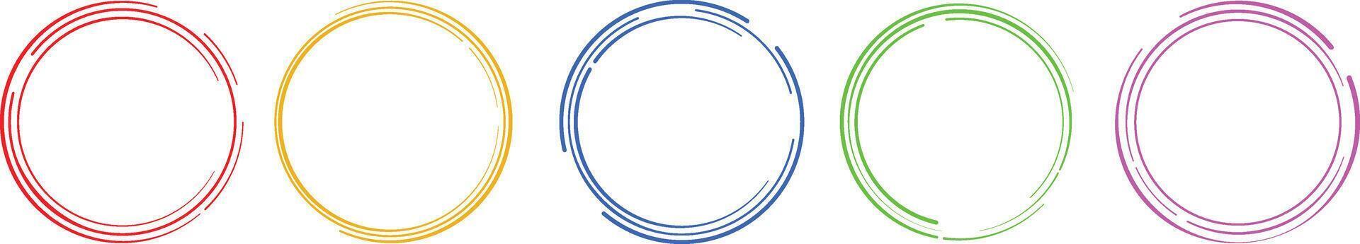 Abstract Circle Frames Set Hand Drawn Paint Splash Rings. CIRCLE buttons set. vector