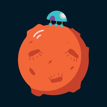 Planet with Landing Shuttle as Space Adventure and Exploring Galaxy Illustration vector