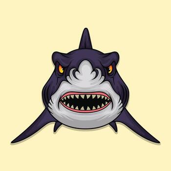 Front Facing Shark with Open Mouth and Sharp Teeth Illustration vector