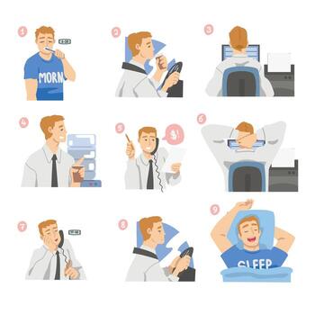 Daily routine illustration sequence vector