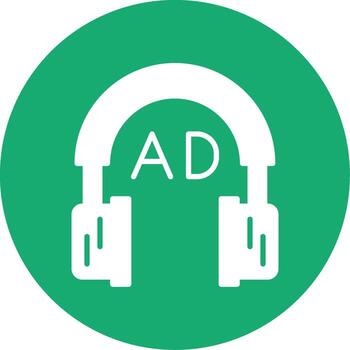 Audio Description Feature Glyph Multi Color Circle vector