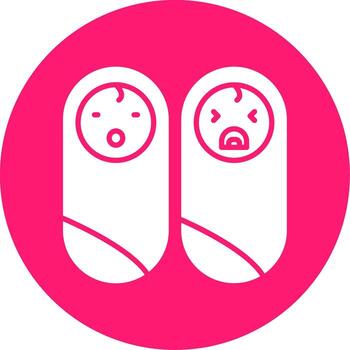 Identical Twins Babies Glyph Multi Color Circle vector