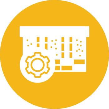 edificio construcción proceso glifo multi color circulo vector