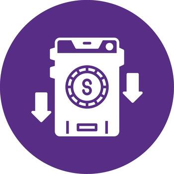 dólar precio disminución glifo multi color circulo vector