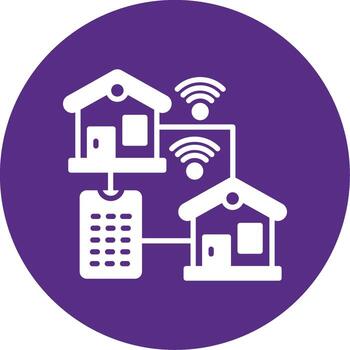 AI Powered Smarthome Glyph Multi Color Circle vector