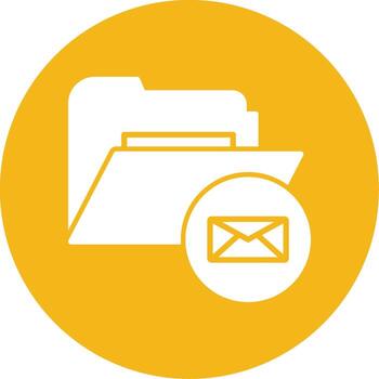 correo electrónico bandeja de entrada carpeta glifo multi color circulo vector