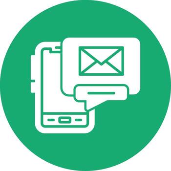 móvil correo electrónico mensaje glifo multi color circulo vector