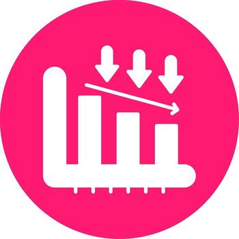Decrease Bar Graph Glyph Multi Color Circle vector