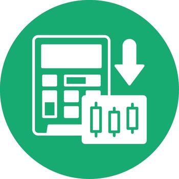 Calculator Down Value Glyph Multi Color Circle vector
