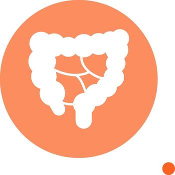 Large Intestine Function Glyph long shadow Circle vector