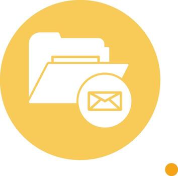 correo electrónico bandeja de entrada carpeta glifo largo sombra circulo vector