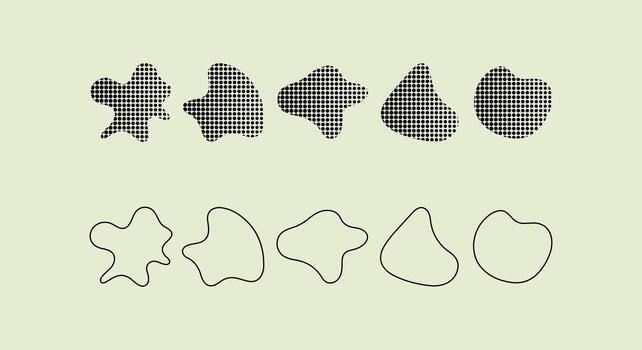 Abstract organic shapes with textured and outline variations vector