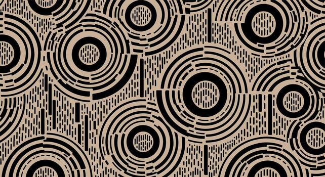 Abstract black and white circular pattern with vertical lines vector