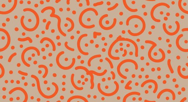 Abstract orange swirls and dots pattern on light background vector