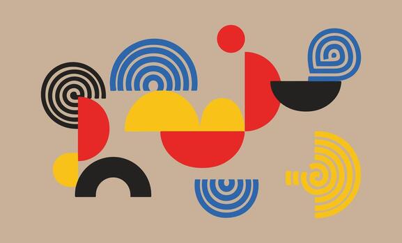 resumen geométrico composición con círculos arcos y rectángulos vector