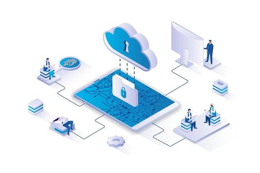 Cloud storage security illustration vector