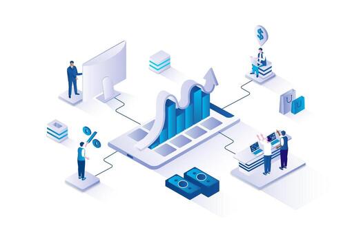 Data analytics improving financial growth vector