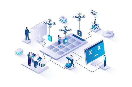 Technology integration with drones and programming vector