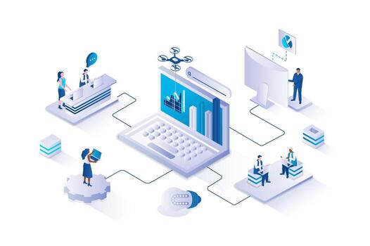 Business technology and data visualization illustration vector