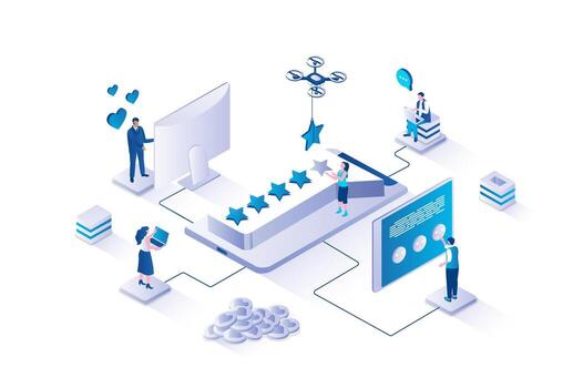 Business analytics and customer interactions illustration vector