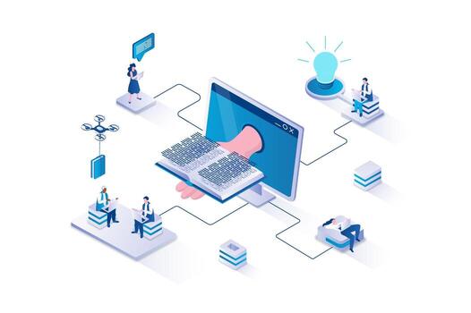 Digital learning and technology concepts illustration vector